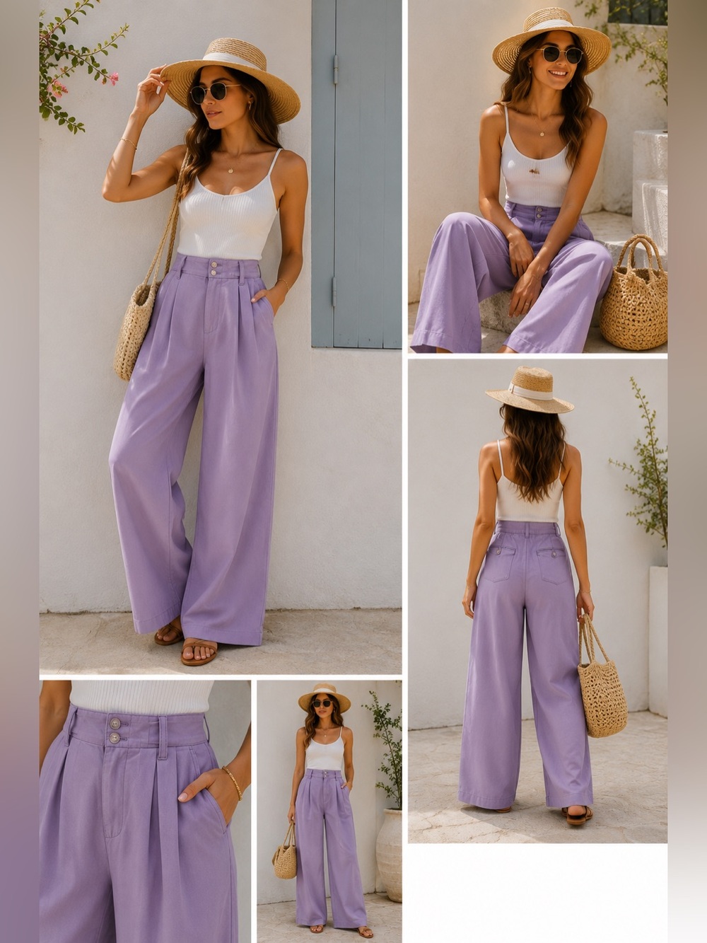 Madewell Lavender Wide Leg High Rise Pants Size 6 Casual Chic - Picture 1 of 6